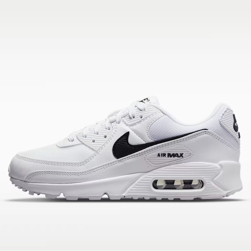 Nike Air Max 90 White Black Leather Mesh Low Top Sneakers Women’s 5